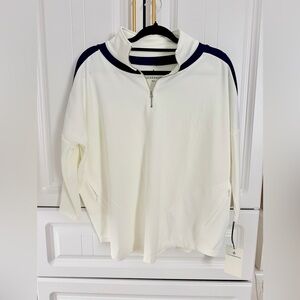 Tuckernuck sport white and navy pullover NWT M/L